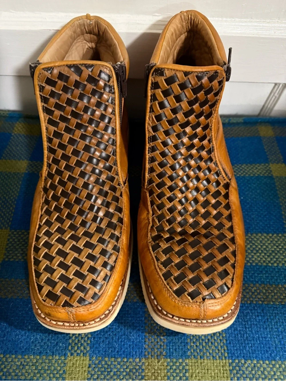Dalton Men’s Size 11.5 Leather Basket Weave Dual Zipper Men’s Chukka Boots